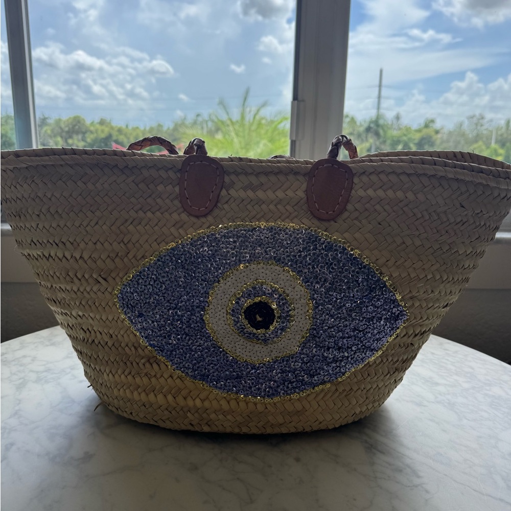 ASA Evil Eye Woven Tote Bag - Picture 2 of 8